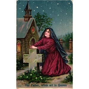 Our Father Which Art In Heaven Postcard Embossed Unposted